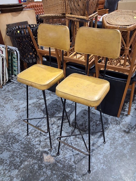 Lot 219 - PAIR OF BAR STOOLS