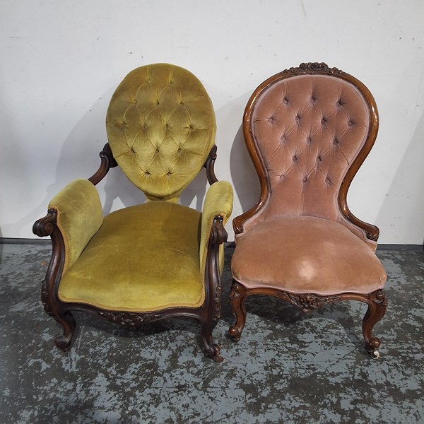 Lot 155 - GRANDMOTHER AND GRANDFATHER CHAIRS