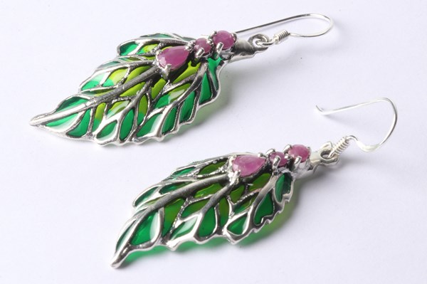 Lot 1025 - LEAF EARRINGS