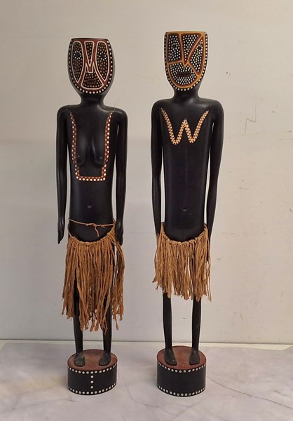 Lot 1060 - PAIR OF CARVED AFRICAN FIGURES