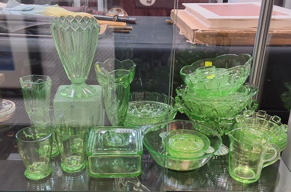 Lot 1144 - GREEN DEPRESSION GLASS