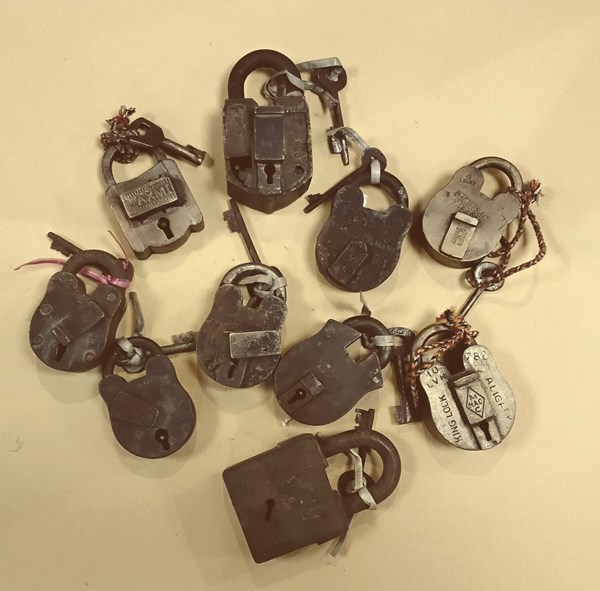 Lot 1208 - TEN PADLOCKS