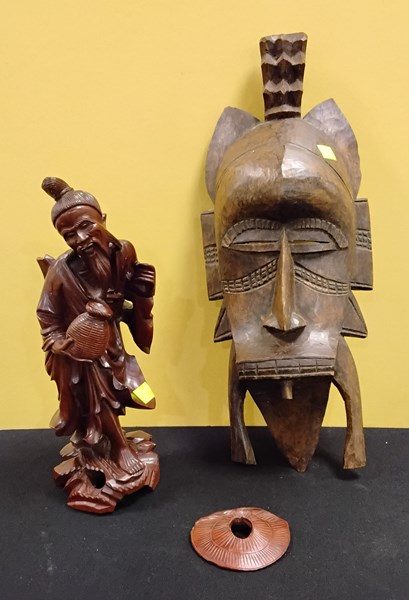 Lot 1151 - MASK & FIGURE