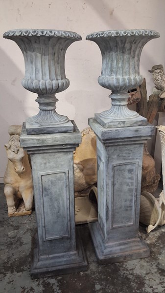 Lot 412 - PAIR OF ENTRANCE URNS