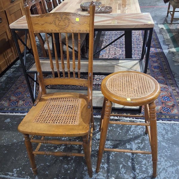 Lot 134 - CHAIR AND STOOL