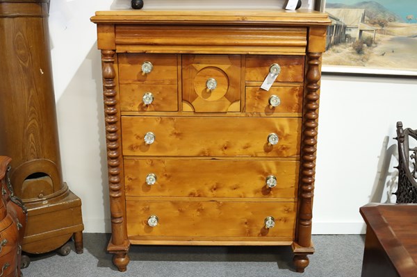 Lot 44 - HUON PINE CHEST OF DRAWERS
