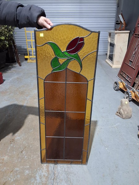 Lot 444 - STAINED-GLASS PANEL