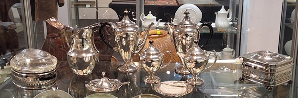 Lot 1228 - SILVER PLATE TEA SERVICE