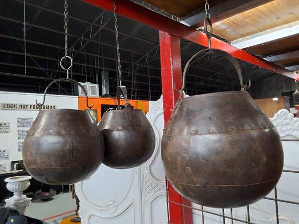 Lot 301 - THREE HANGING POTS