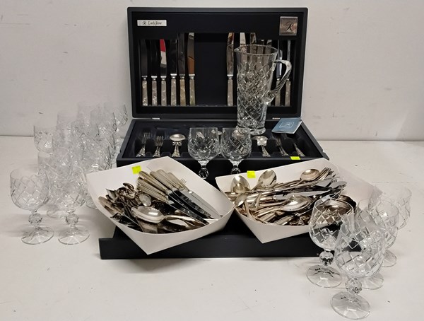 Lot 1412 - FLATWARE AND WINE STEMS