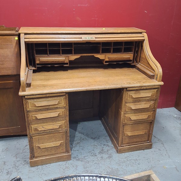 Lot 58 - OAK ROLLTOP DESK