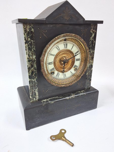 Lot 1315 - SLATE MANTEL CLOCK