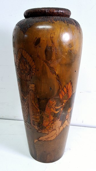 Lot 1372 - POKERWORK VASE