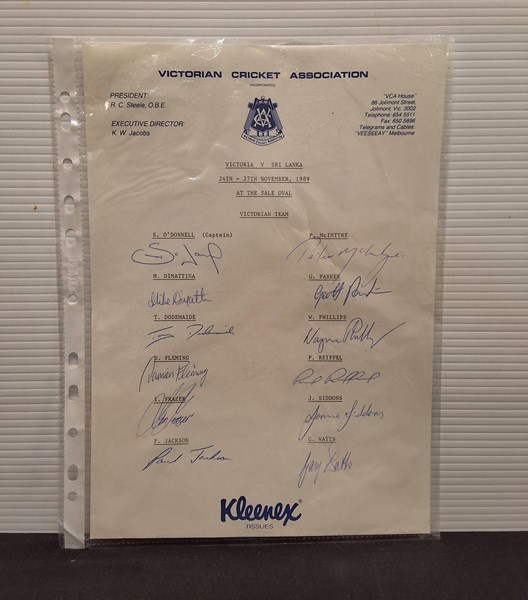 Lot 1137 - CRICKET (VICTORIA 1989): An official autograph sheet