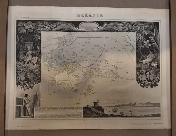 Lot 1160 - EARLY MAP OF OCEANIA. A decorative French map of Oceania