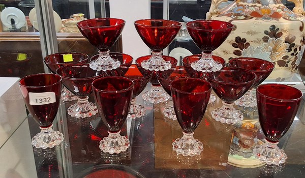 Lot 1332 - RUBY GLASS STEMWARE