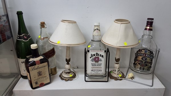 Lot 1389 - LAMPS & BOTTLES