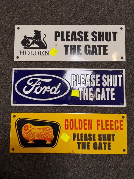 Lot 1374 - THREE VINTAGE STYLE ENAMEL SIGNS