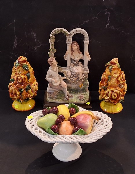 Lot 1387 - ROMANTIC ORNAMENT & FRUITBOWL