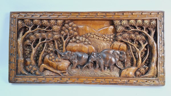 Lot 1142 - CARVED TIMBER PANEL