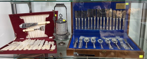 Lot 1495 - FLATWARE & PICKLE JAR