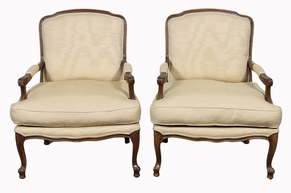 Lot 34 - PAIR OF BERGERE ARMCHAIRS