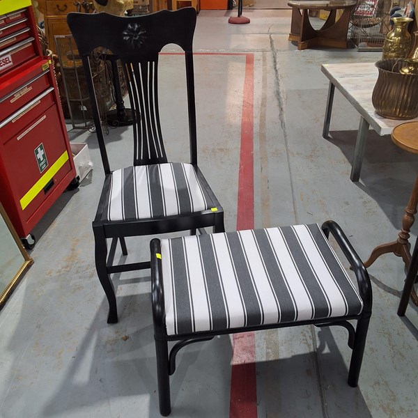 Lot 62 - CHAIR AND STOOL