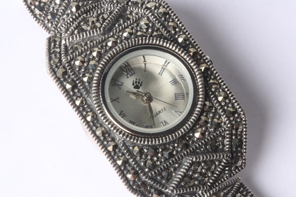 Lot 1029 - SILVER MARCASITE WATCH