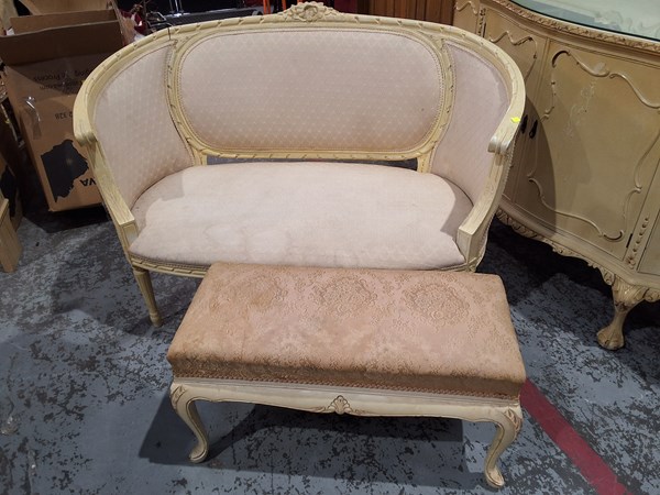 Lot 60 - SETTEE AND STOOL