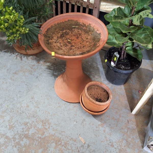 Lot 399 - BIRD BATH AND POTS