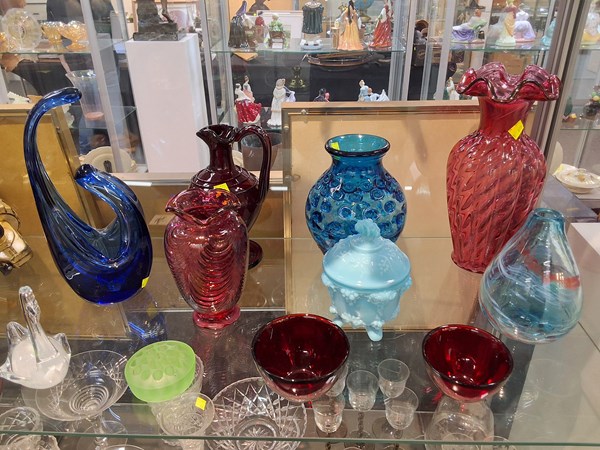 Lot 1342 - COLOURFUL GLASSWARE