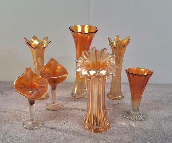 Lot 1238 - CARNIVAL GLASS VASES