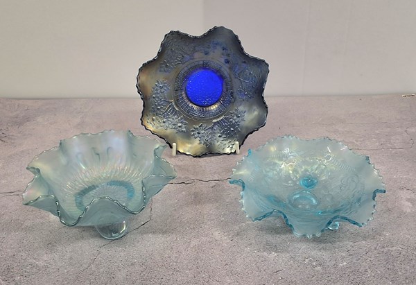 Lot 1232 - BLUE CARNIVAL GLASS