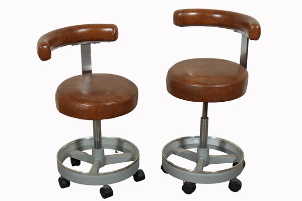 Lot 205 - PAIR OF WORK STOOLS