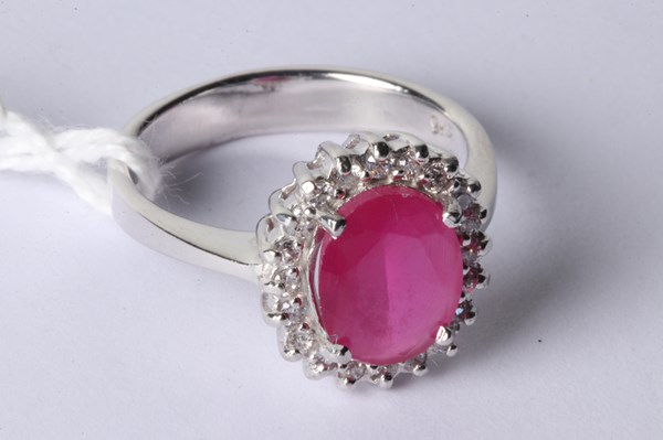 Lot 1035 - SILVER RUBY RING