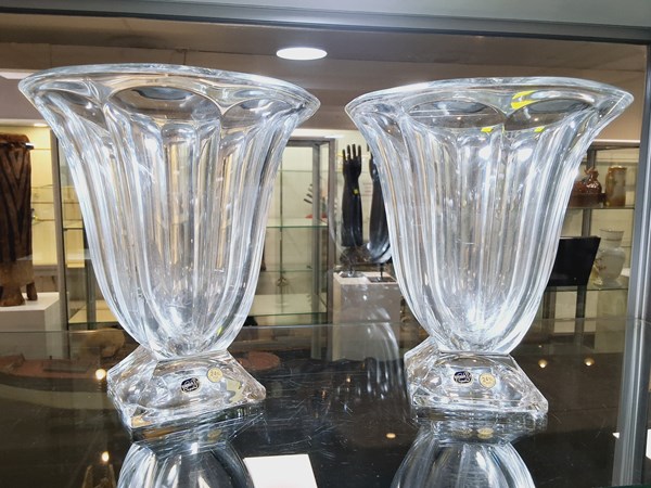 Lot 1202 - PAIR OF CRYSTAL VASES