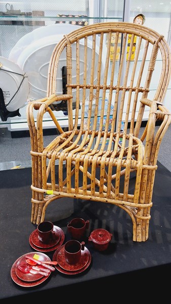 Lot 1379 - CHILDS CHAIR & TEASET