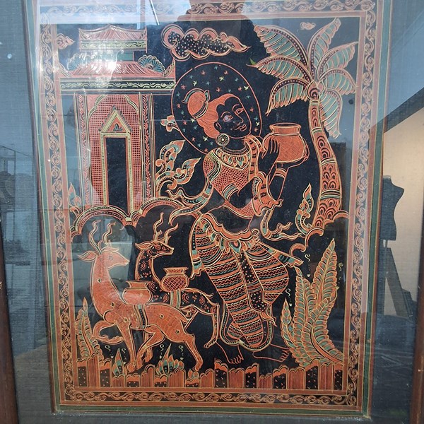 Lot 1134 - BURMESE LACQUERWARE PANEL