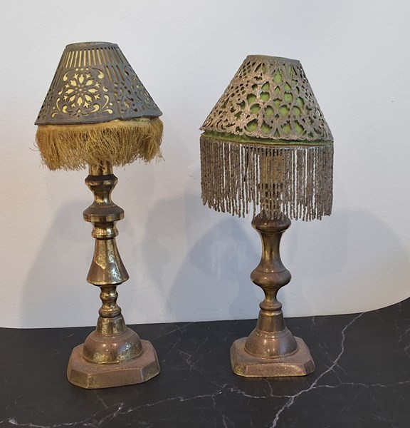 Lot 1290 - CANDLESTICKS AND SHADES