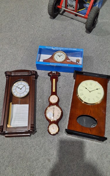 Lot 121 - CLOCKS AND BAROMETER