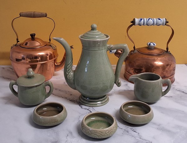 Lot 1352 - CELADON & COPPER WARES