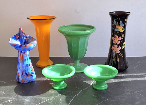 Lot 1295 - COLOURED GLASS VASES