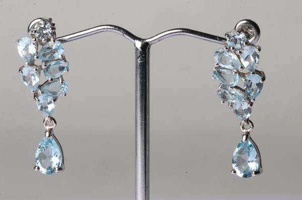 Lot 1041 - SILVER TOPAZ EARRINGS