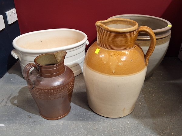 Lot 394 - POTTERY JARS AND POTS