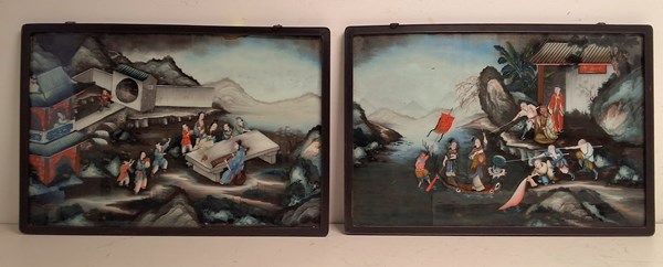 Lot 1121 - CHINESE PAINTED PANELS