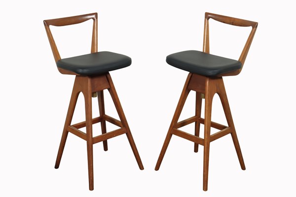 Lot 66 - PAIR OF "DANISH" BAR STOOLS