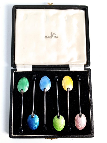 Lot 1039 - ENAMELLED SPOONS