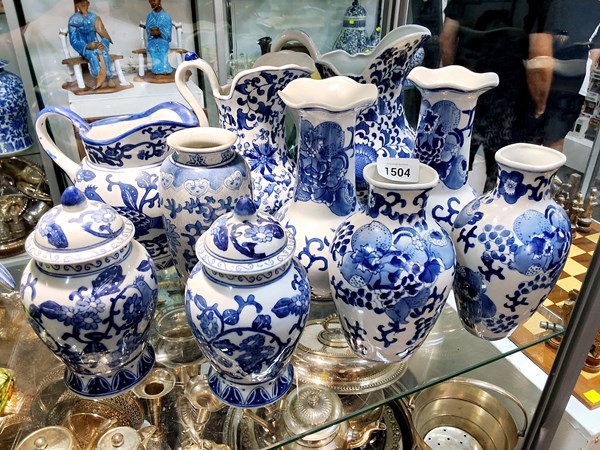 Lot 1504 - BLUE & WHITE VASES