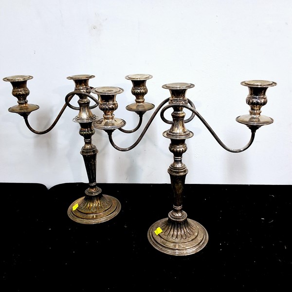 Lot 1392 - SILVERPLATE CANDELABRAS