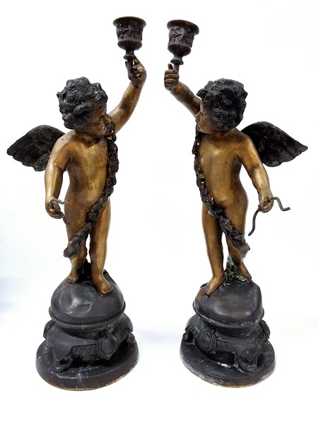 Lot 1375 - FIGURATIVE CANDLESTICKS